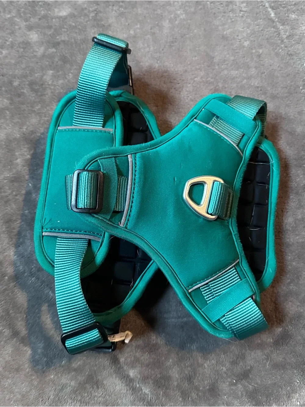 Neoprene Padded Dog Harness Medium Dark Green Teal Adjustable No Pull Reflective
